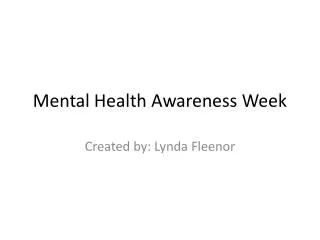 Mental Health Awareness Week