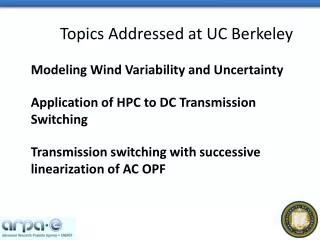 Topics Addressed at UC Berkeley