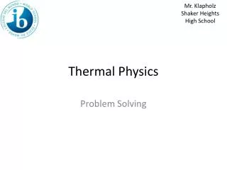 Thermal Physics