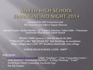 North High School Financial Aid Night 2014