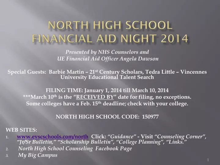 north high school financial aid night 2014