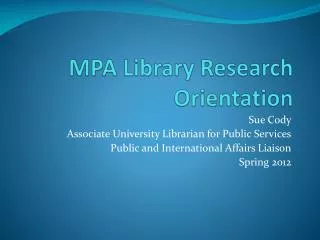 MPA Library Research Orientation