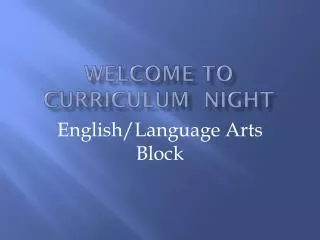 Welcome to Curriculum Night