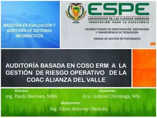 auditor a basada en coso erm a la gesti n de riesgo operativo de la coac alianza del valle