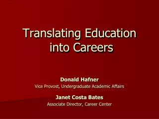 Translating Education into Careers
