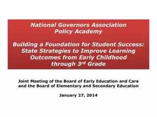 Joint Meeting of the Board of Early Education and Care
