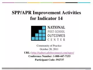 SPP/APR Improvement Activities for Indicator 14