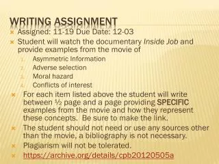 writing assignment