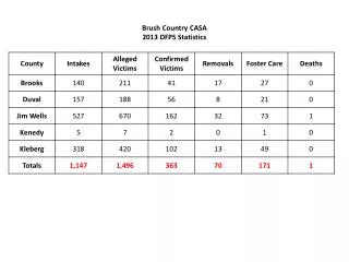 Brush Country CASA 2013 DFPS Statistics