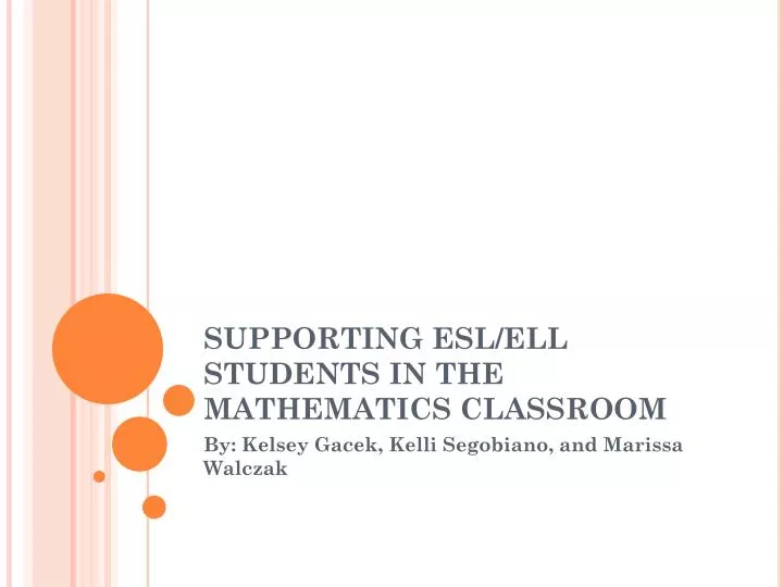 supporting esl ell students in the mathematics classroom