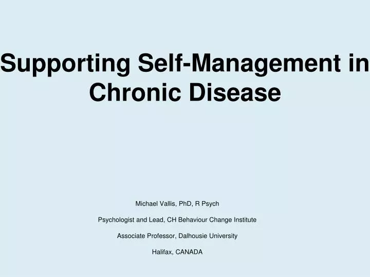 supporting self management in chronic disease