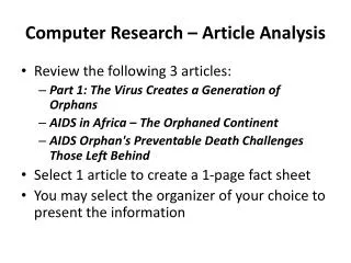 Computer Research – Article Analysis