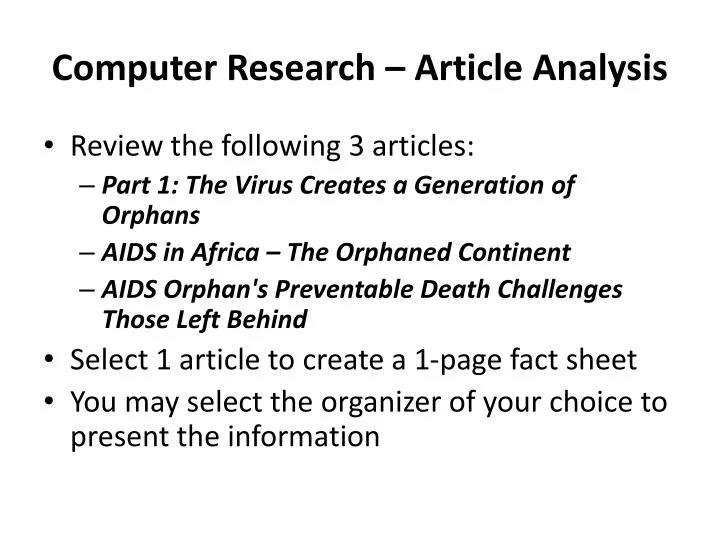 computer research article analysis