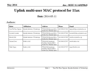 Uplink multi-user MAC protocol for 11ax