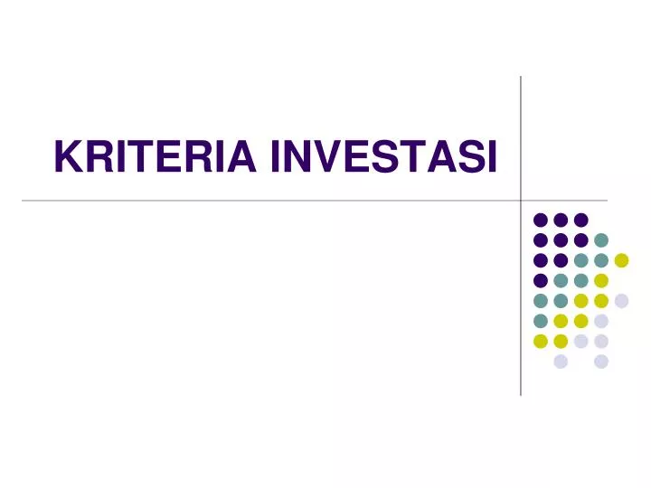 kriteria investasi