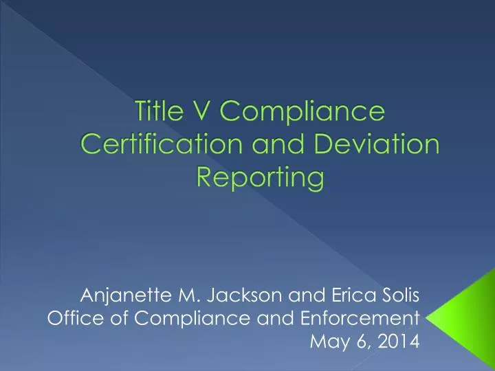 title v compliance certification and deviation reporting