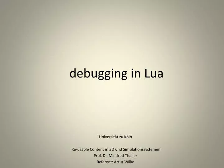 debugging in lua