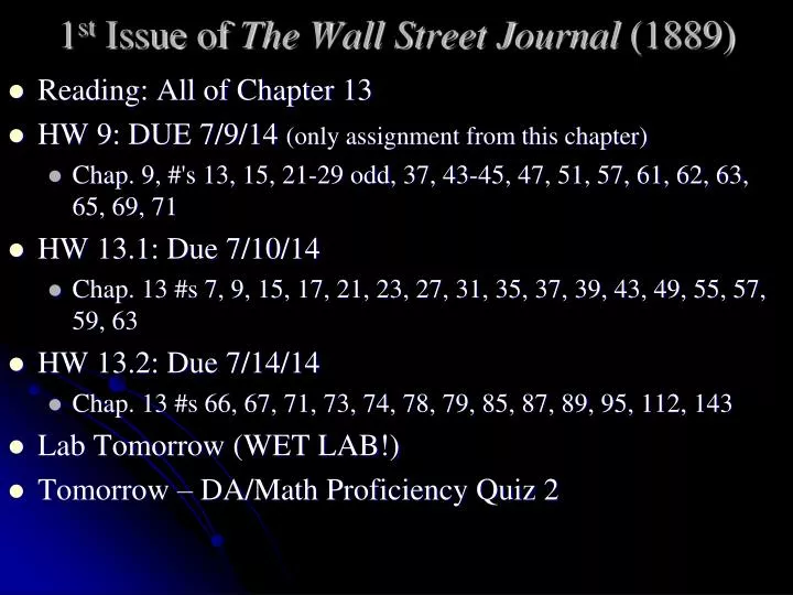 1 st issue of the wall street journal 1889