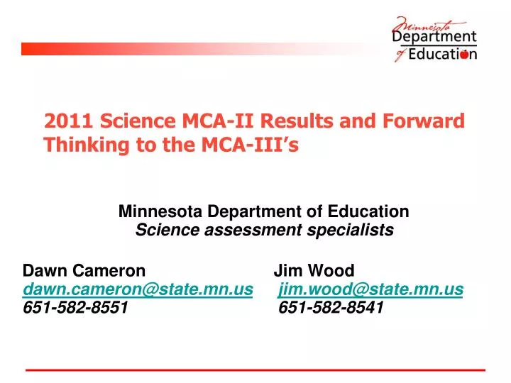 2011 science mca ii results and forward thinking to the mca iii s