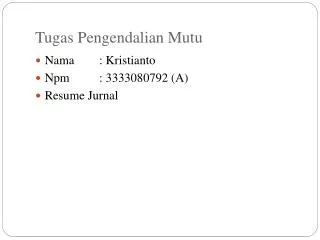 tugas pengendalian mutu