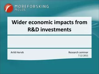 Wider economic impacts from R&amp;D investments