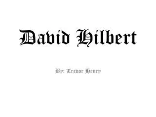 David Hilbert