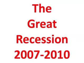 The Great Recession 2007-2010