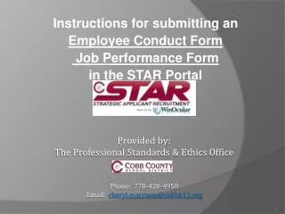 Instructions for submitting an Employee Conduct Form Job Performance Form in the STAR Portal