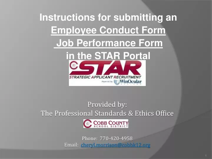 instructions for submitting an employee conduct form job performance form in the star portal