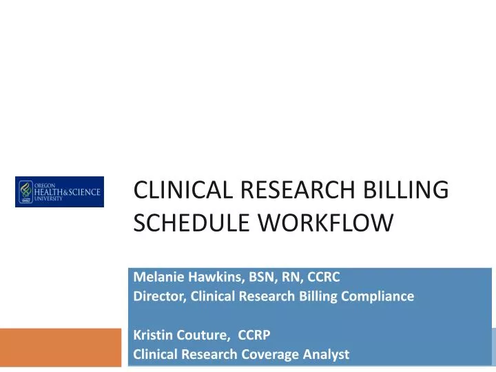 clinical research billing schedule workflow