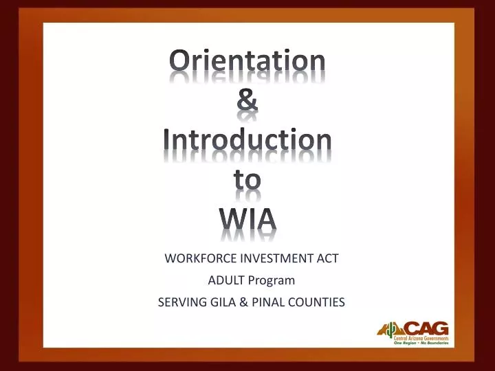 orientation introduction to wia