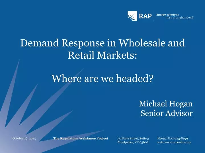 demand response in wholesale and retail markets