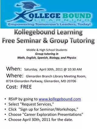 Kollegebou ? nd Learning Free Seminar &amp; Group Tutoring