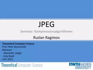 jpeg seminar kompressionsalgorithmen