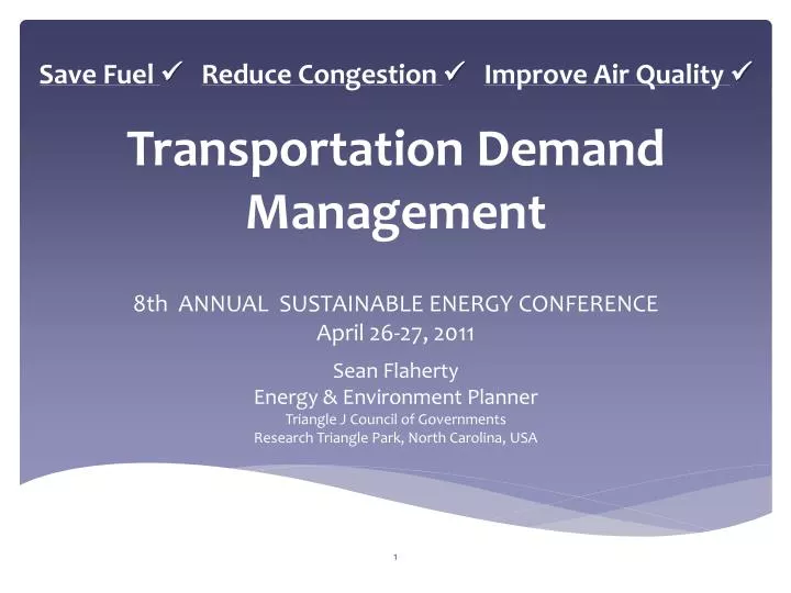 save fuel reduce congestion improve air quality