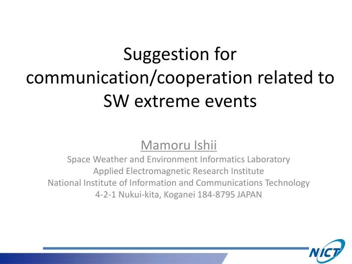 suggestion for communication cooperation related to sw extreme events