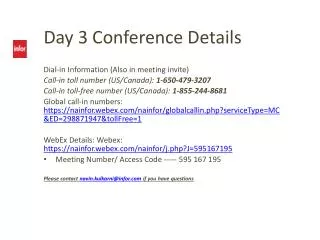 Day 3 Conference Details