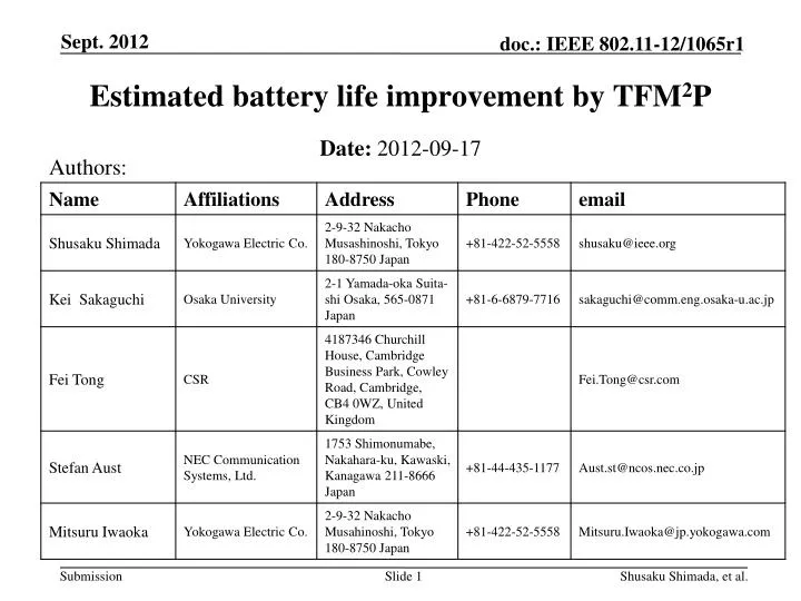 estimated battery life improvement by tfm 2 p