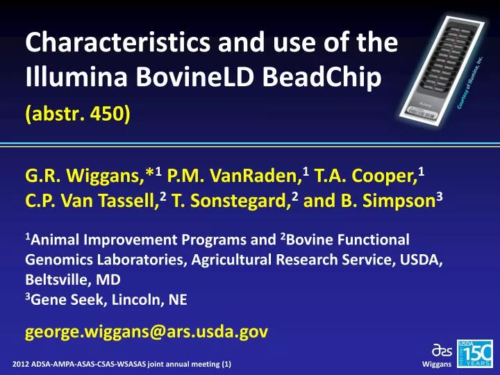 characteristics and use of the illumina bovineld beadchip abstr 450