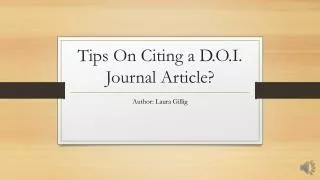 Tips On Citing a D.O.I. Journal Article?