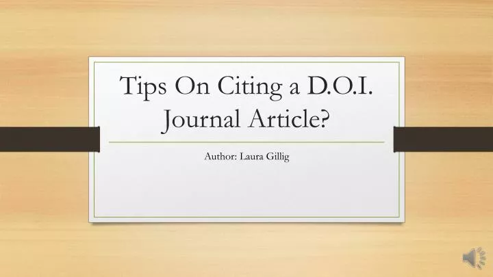 tips on citing a d o i journal article