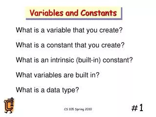 Variables and Constants