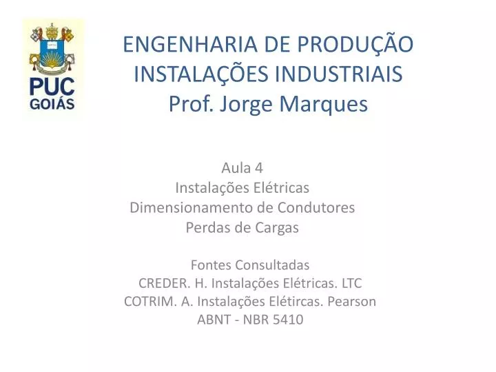 engenharia de produ o instala es industriais prof jorge marques