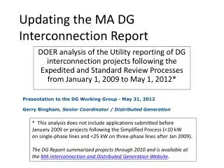 Updating the MA DG Interconnection Report