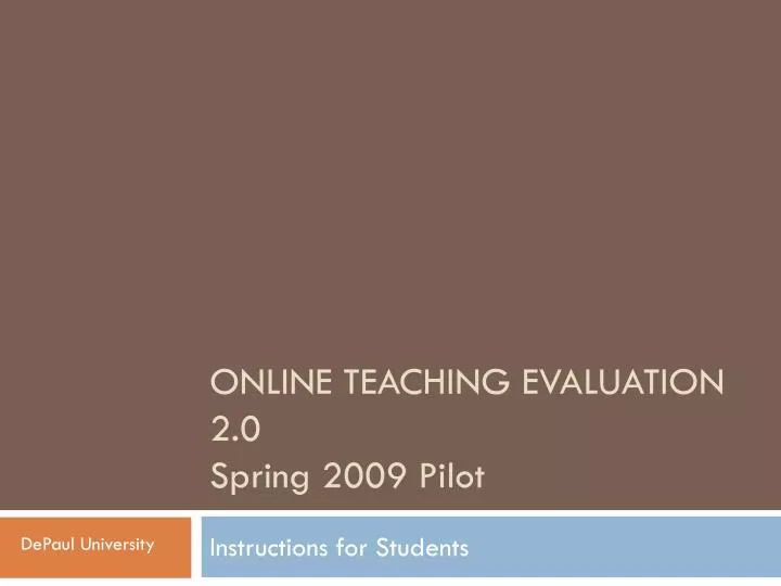 online teaching evaluation 2 0 spring 2009 pilot