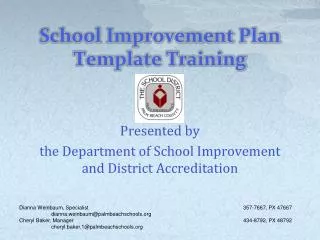 School Improvement Plan Template Training