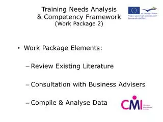 Training Needs Analysis &amp; Competency Framework (Work Package 2)