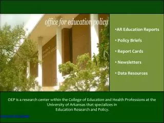 AR Education Reports Policy Briefs Report Cards Newsletters Data Resources