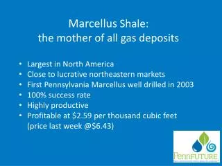 Marcellus Shale: the mother of all gas deposits Largest in North America