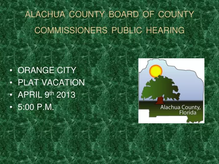 alachua county board of county commissioners public hearing